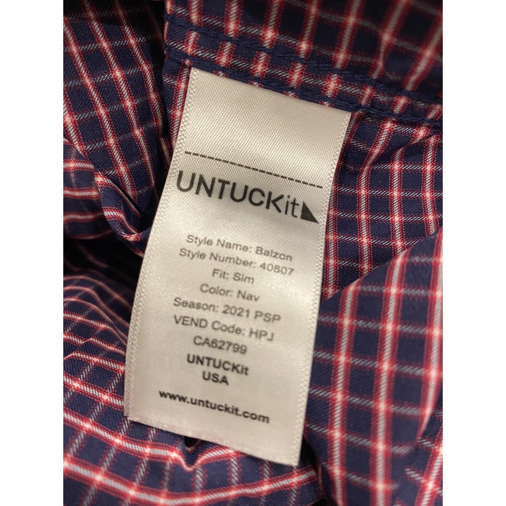 NWT UNTUCKit Mens Red Plaid Long Sleeve Performance Button Up Shirt Size XXL 2XL - Picture 7 of 8
